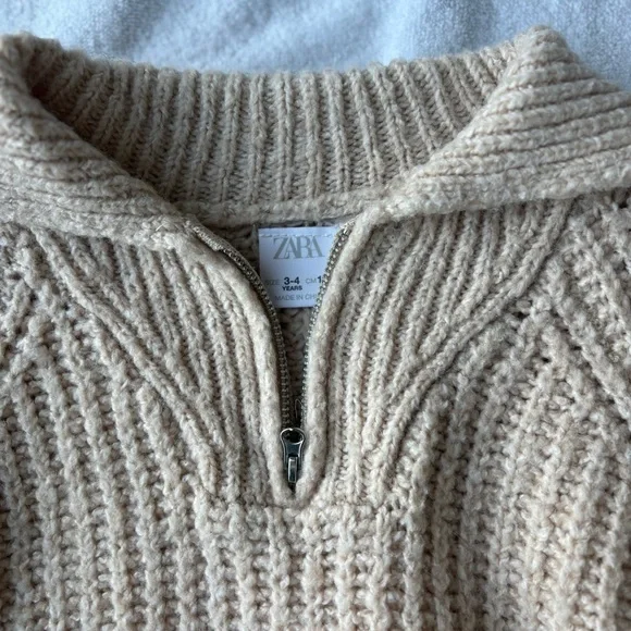 Zara Toddler Boys Knit Foldover Collar Sweater with Zip Closure Size 4T - Picture 2 of 3
